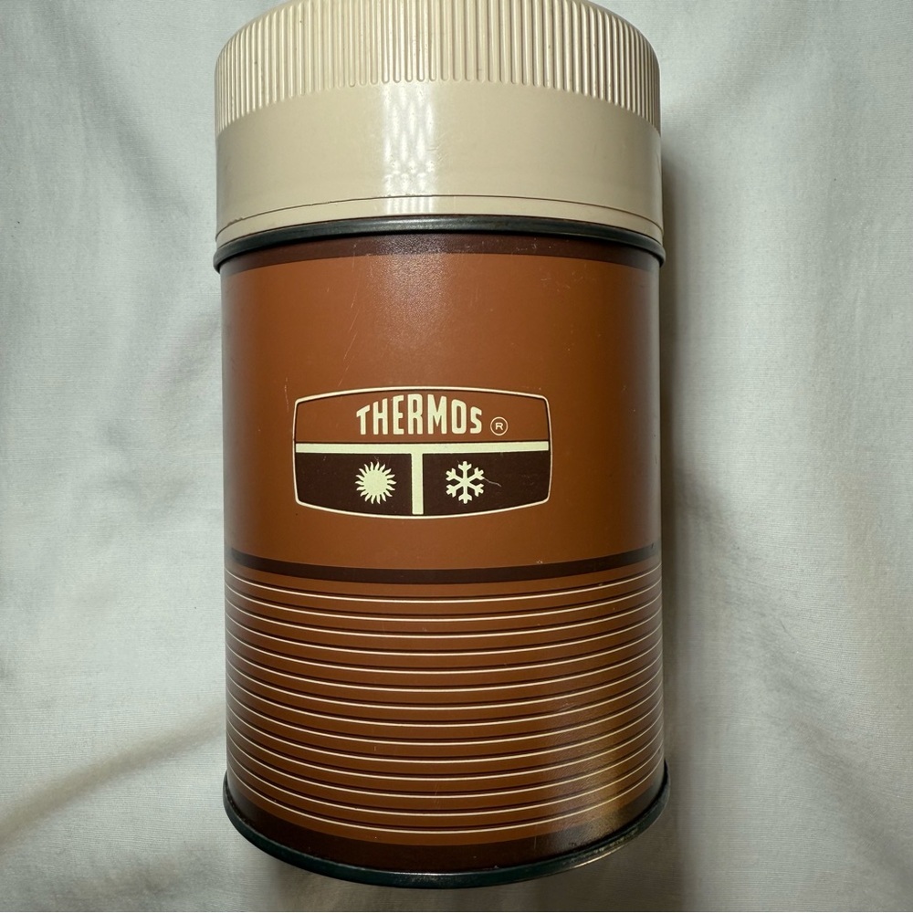 Vintage King Seeley Thermos 10 OZ Size Retro Design Brown Glass Prop Classic